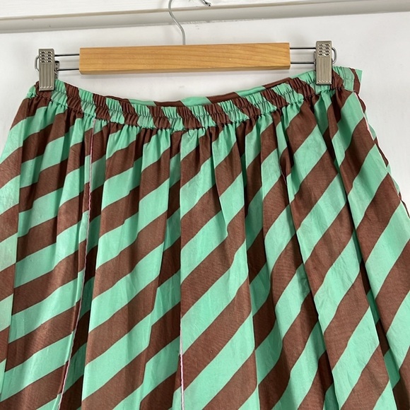 Anthropologie Anupamaa Brown and Mint Green Silk Maxi Skirt - Picture 7 of 12